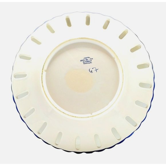 Vestal Alcobaca Portugal Serving Platter Ceramic Hand Painted Reticulated Fruit - Picture 2 of 3